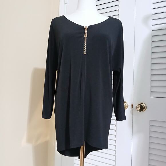 CHELSEA & THEODORE medium black 1/4 zip-front long-sleeved poly/spandex blend - Picture 5 of 8